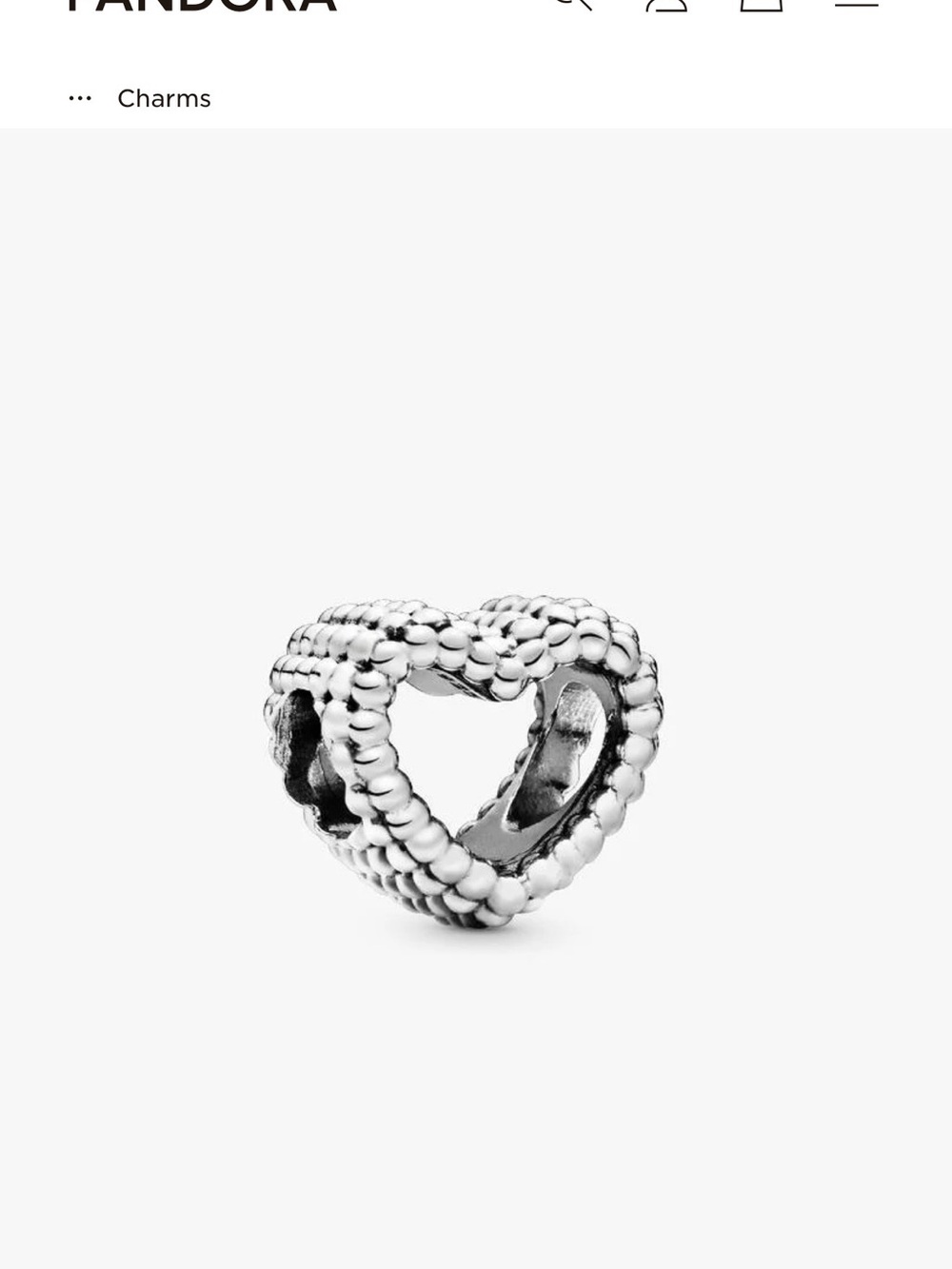 Pandora Silver Beaded Open Heart Charm
